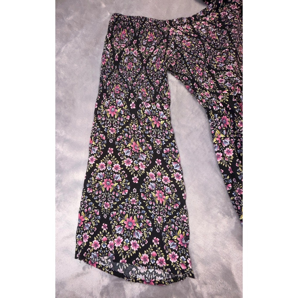 Torrid Womens Black Pink Floral Smocked Off The Shoulder Bell Sleeve Mini Dress - Picture 13 of 13